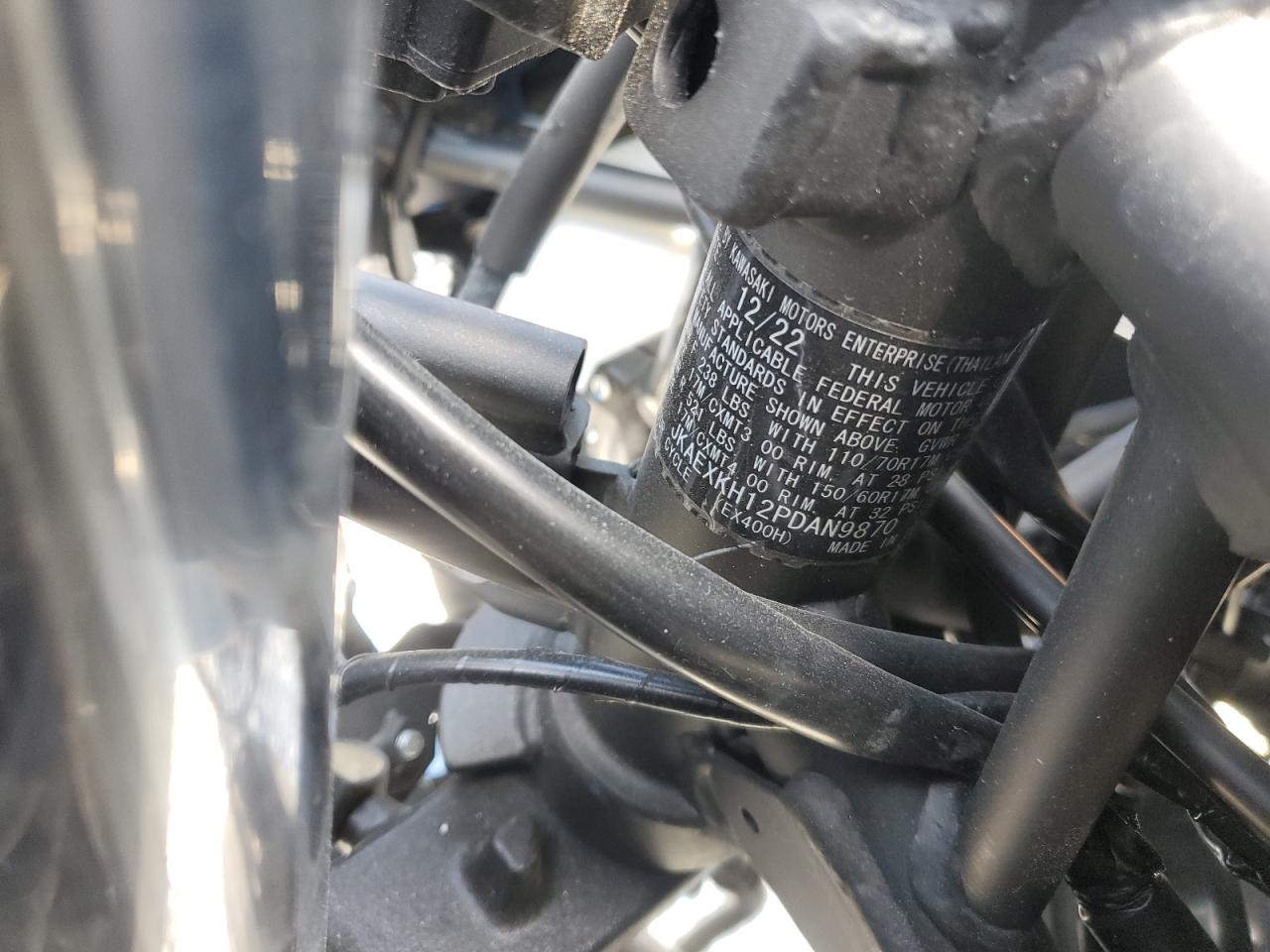 2024 Kawasaki Ex400 VIN: JKAEXKH12PDAN9870 Lot: 61854095