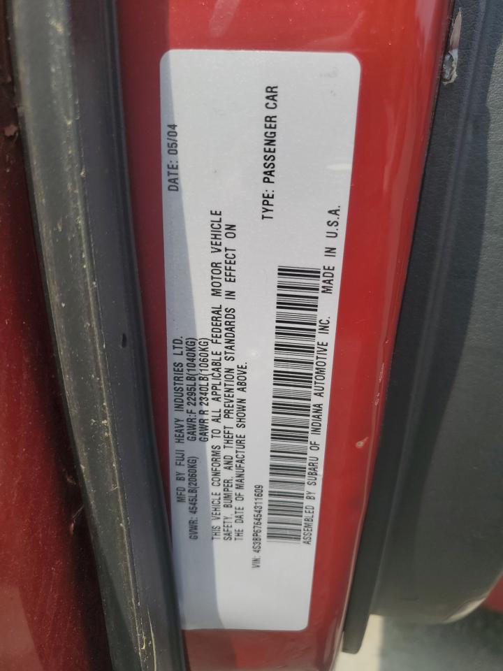 2005 Subaru Legacy Gt Limited VIN: 4S3BP676454311609 Lot: 60211025