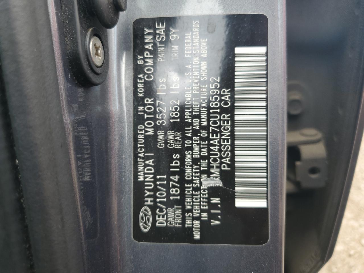 2012 Hyundai Accent Gls VIN: KMHCU4AE7CU185952 Lot: 62940495
