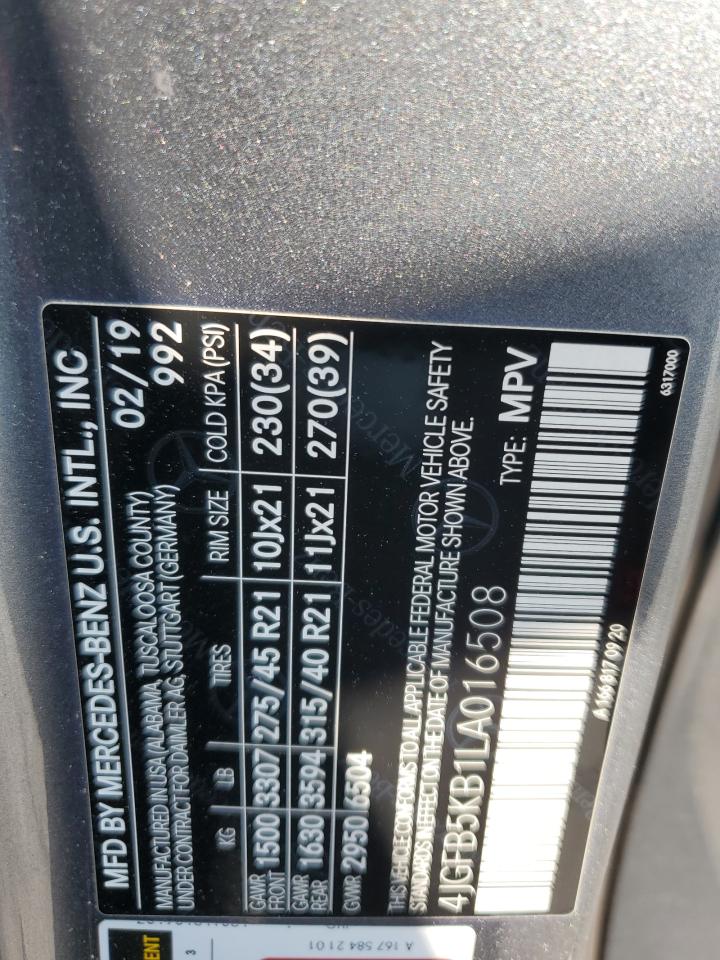 2020 Mercedes-Benz Gle 450 4Matic VIN: 4JGFB5KB1LA016508 Lot: 60256425