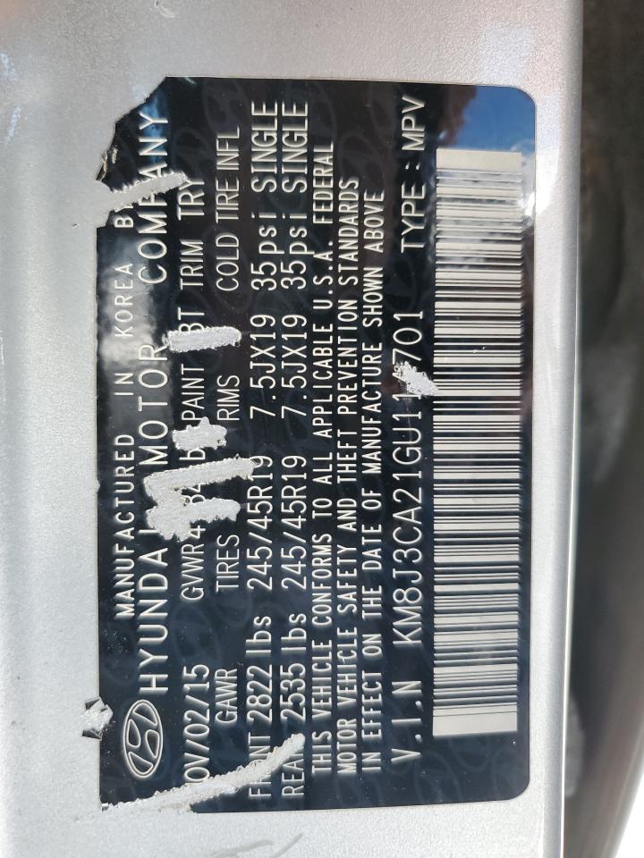 2016 Hyundai Tucson Limited VIN: KM8J3CA21GU114701 Lot: 58702635