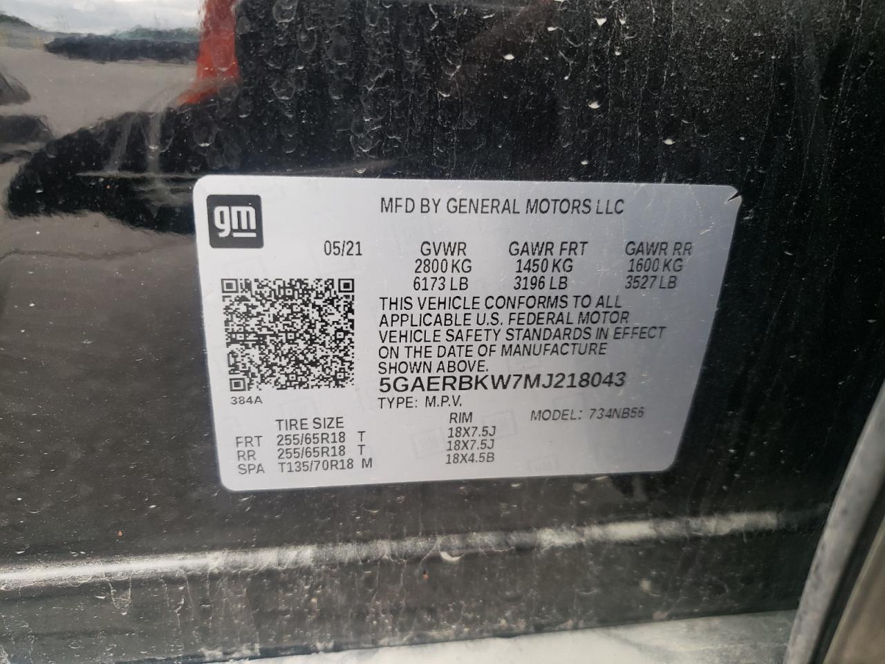 2021 Buick Enclave Essence VIN: 5GAERBKW7MJ218043 Lot: 60320315