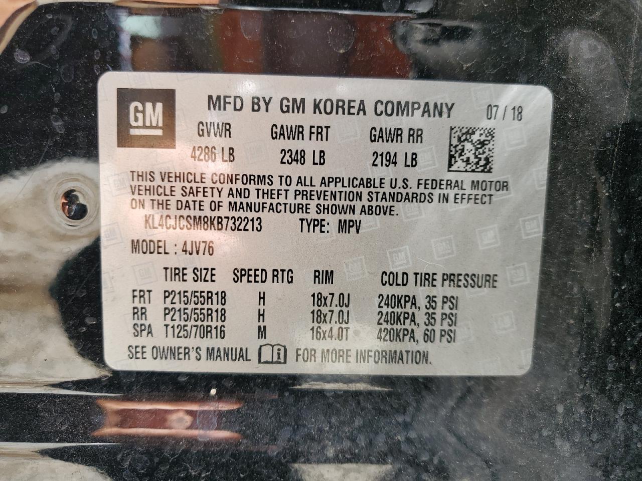 2019 Buick Encore Essence VIN: KL4CJCSM8KB732213 Lot: 61903765