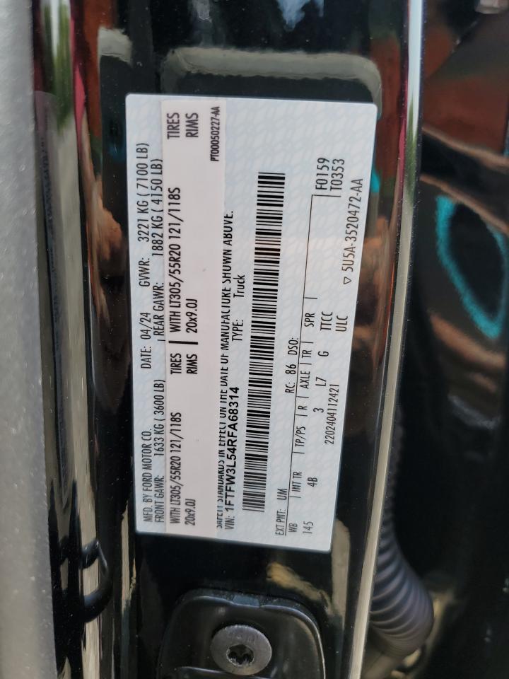 2024 Ford F150 Xlt VIN: 1FTFW3L54RFA68314 Lot: 58831085