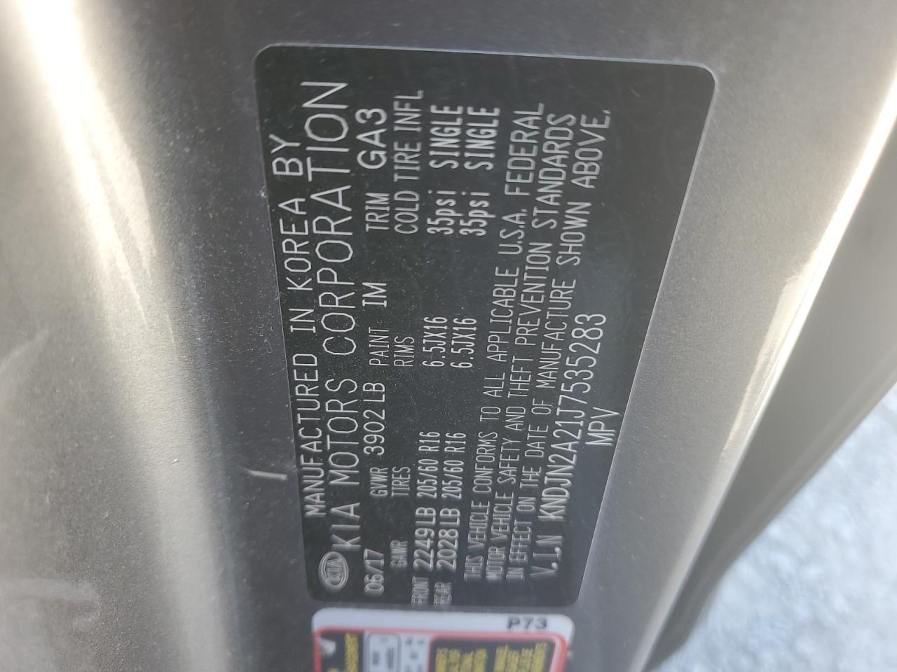 2018 Kia Soul VIN: KNDJN2A21J7535283 Lot: 62947295