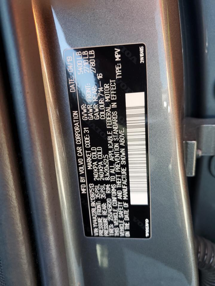 2019 Volvo Xc60 T6 Inscription VIN: YV4A22RL8K1387513 Lot: 61632525