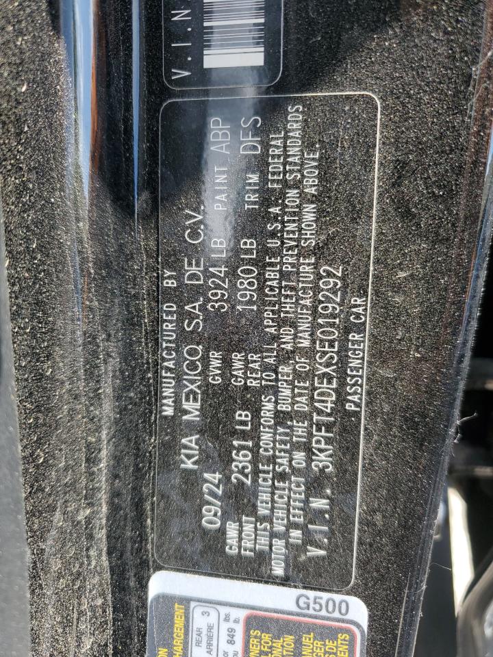 2025 Kia K4 Lx VIN: 3KPFT4DEXSE019292 Lot: 61413375