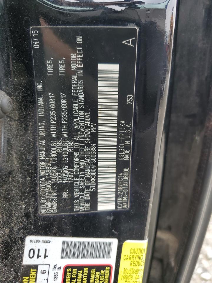 2015 Toyota Sienna Le VIN: 5TDKK3DC4FS606884 Lot: 59282015