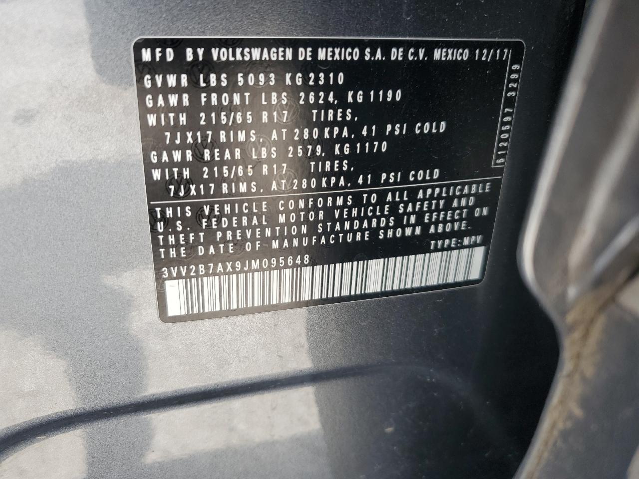 VOLKSWAGEN TIGUAN 2018 VIN 3VV2B7AX9JM095648 photo 14