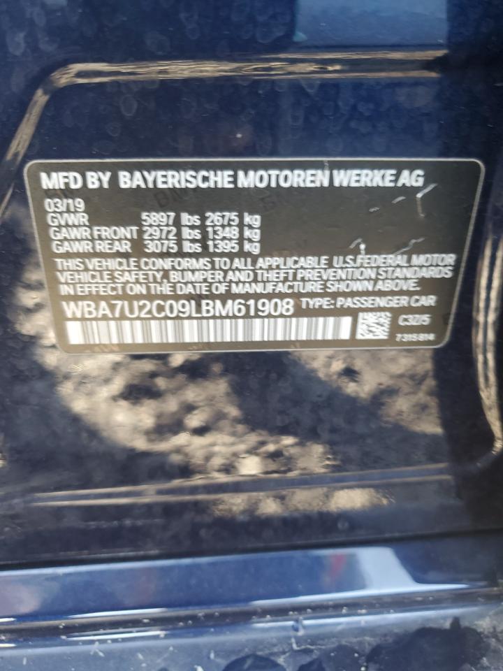 2020 BMW 750 Xi VIN: WBA7U2C09LBM61908 Lot: 61581595