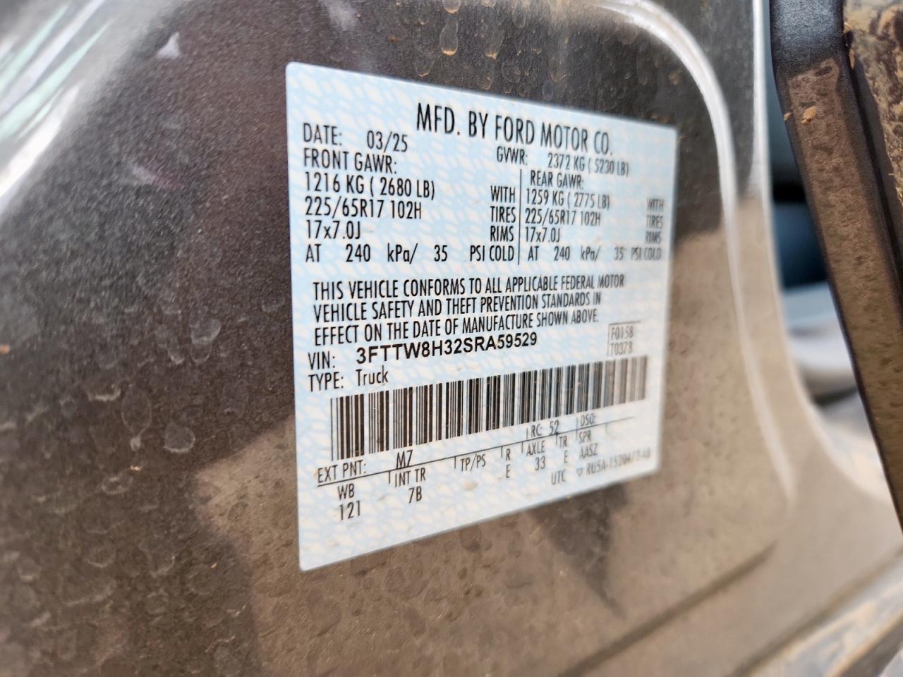 2025 Ford Maverick Xlt VIN: 3FTTW8H32SRA59529 Lot: 60638635