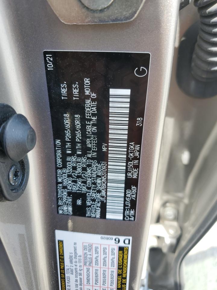 2022 Lexus Gx 460 VIN: JTJAM7BX2N5310931 Lot: 61901045