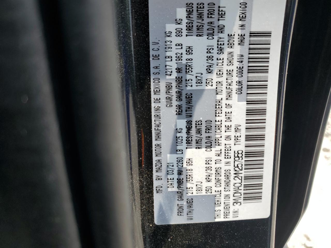 2021 Mazda Cx-30 Preferred VIN: 3MVDMACL2MM257955 Lot: 59473395