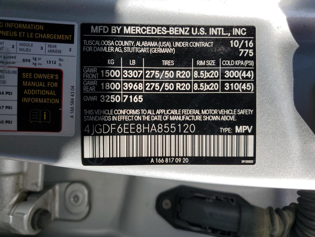 2017 Mercedes-Benz Gls 450 4Matic VIN: 4JGDF6EE8HA855120 Lot: 61001475