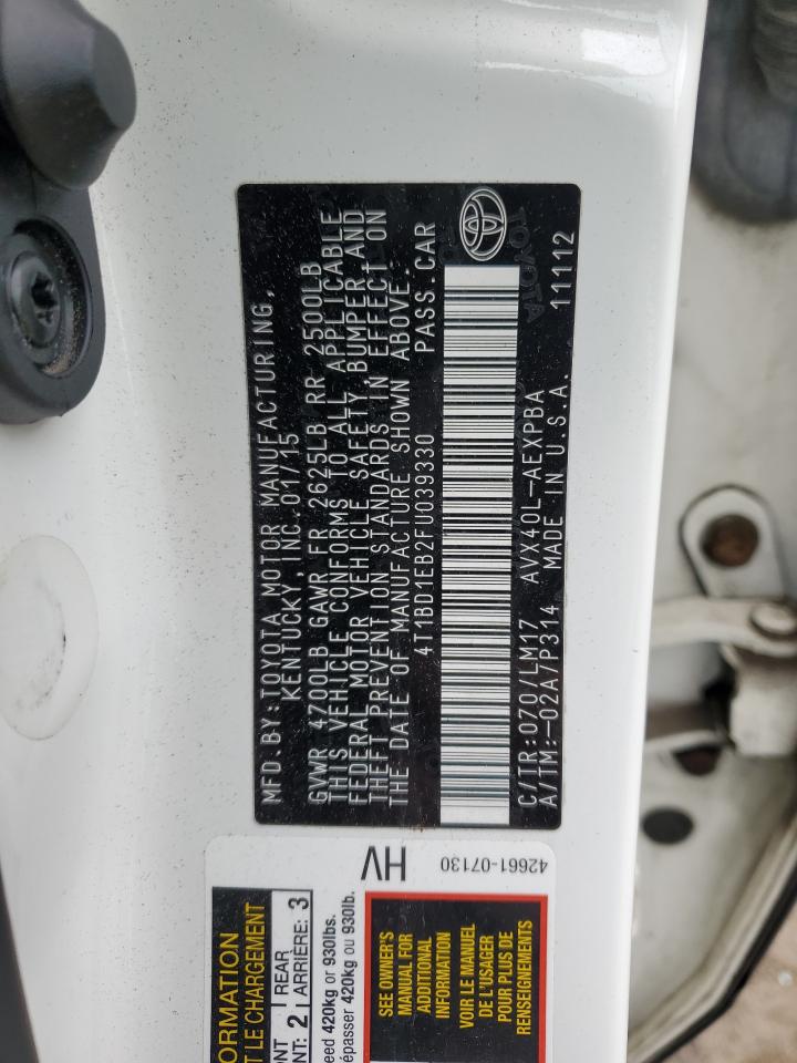 2015 Toyota Avalon Hybrid VIN: 4T1BD1EB2FU039330 Lot: 62890385