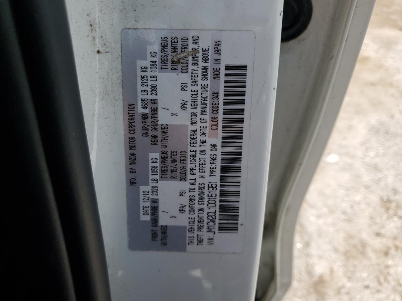 2013 Mazda 5 VIN: JM1CW2CL1D0151951 Lot: 60745945
