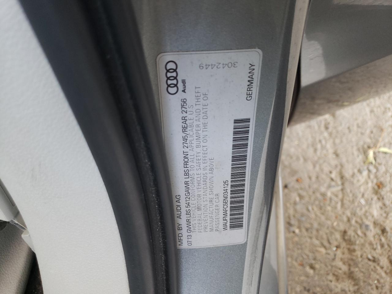 2014 Audi A6 Premium Plus VIN: WAUFMAFC5EN034125 Lot: 62861475