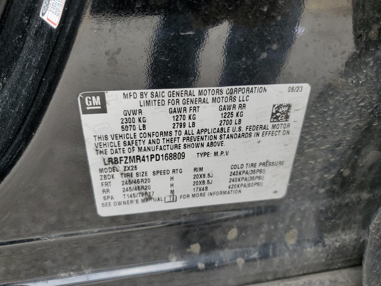 2023 Buick Envision Preferred VIN: LRBFZMR41PD168809 Lot: 60682955