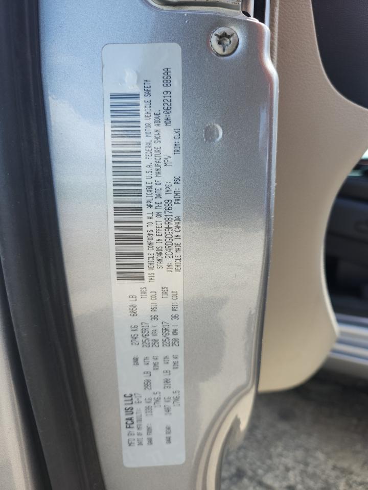 2017 Dodge Grand Caravan Sxt VIN: 2C4RDGCG9HR817689 Lot: 62769045
