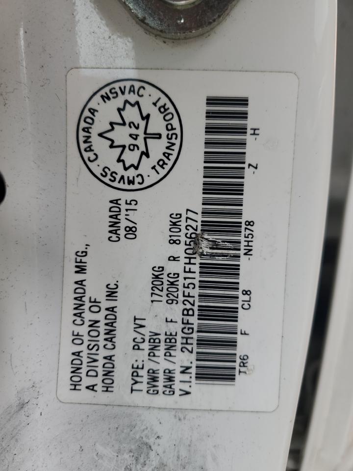 2015 Honda Civic Lx VIN: 2HGFB2F51FH056277 Lot: 61738915