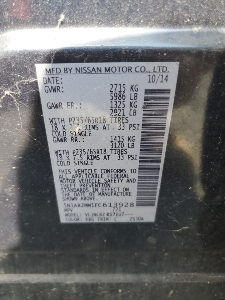 2015 Nissan Pathfinder S VIN: 5N1AR2MM1FC613928 Lot: 62811375