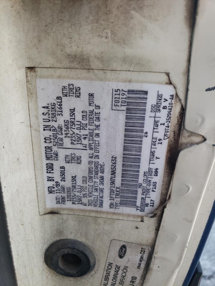 1990 Ford F150 VIN: 1FTDF15N7LNA52632 Lot: 60468495