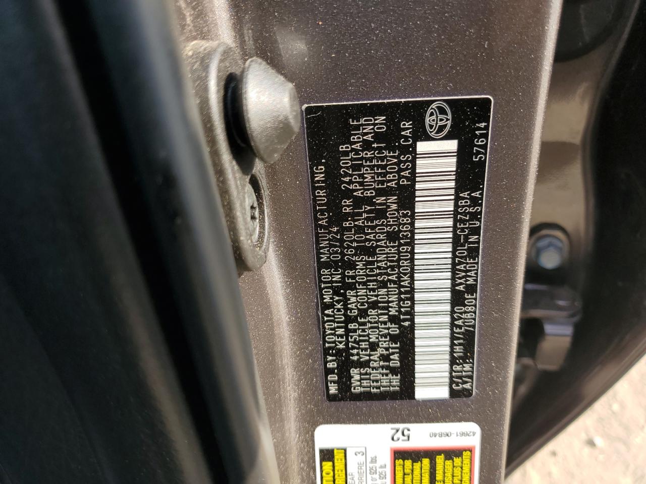 2024 Toyota Camry Se Night Shade VIN: 4T1G11AK0RU913683 Lot: 62177915