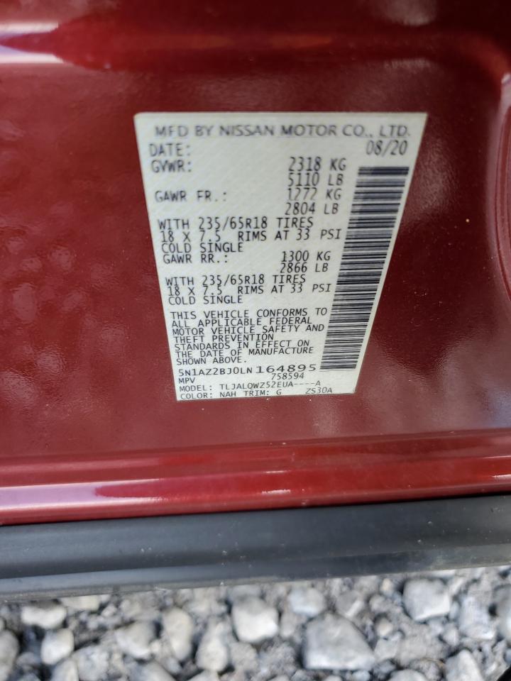 2020 Nissan Murano Sv VIN: 5N1AZ2BJ0LN164895 Lot: 60853505