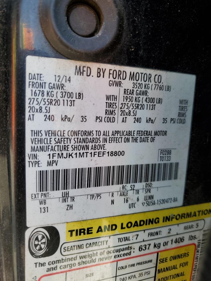 2015 Ford Expedition El Platinum VIN: 1FMJK1MT1FEF18800 Lot: 59817645