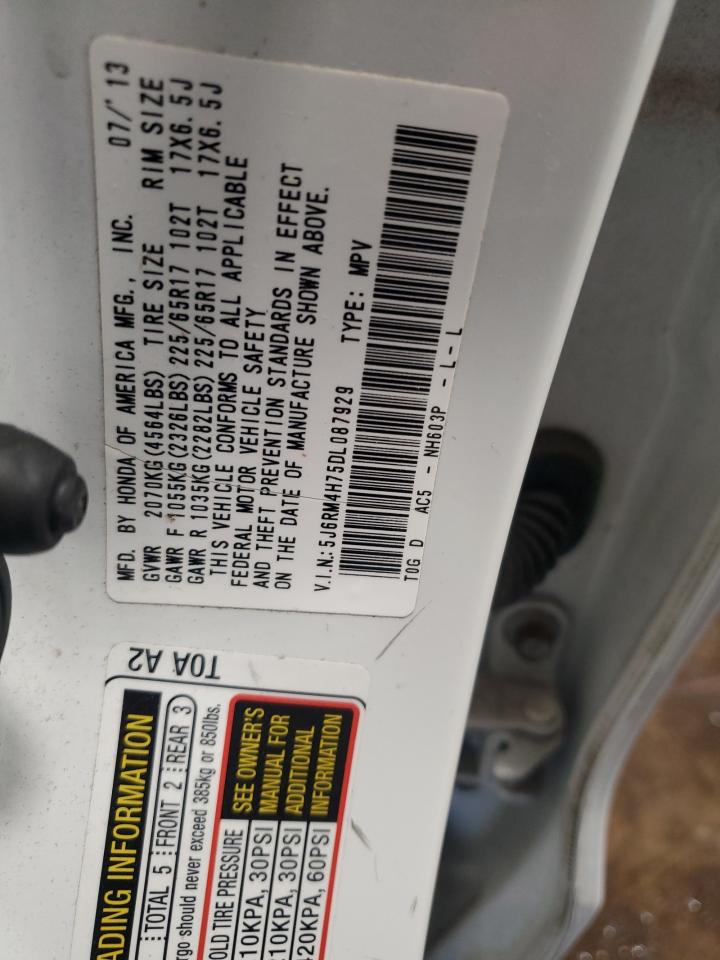 2013 Honda Cr-V Exl VIN: 5J6RM4H75DL087929 Lot: 62018615