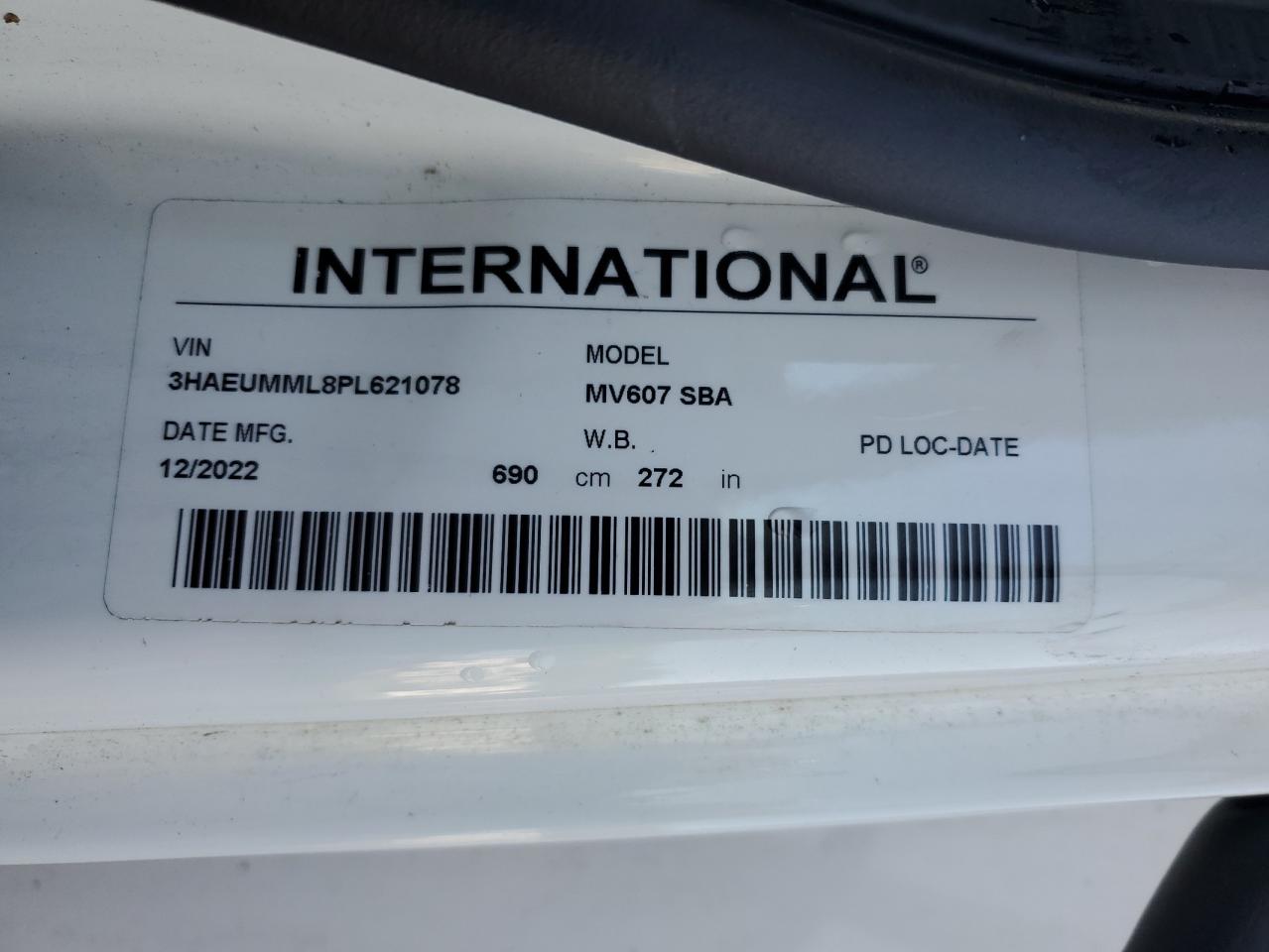 2023 International Mv607 VIN: 3HAEUMML8PL621078 Lot: 61779145