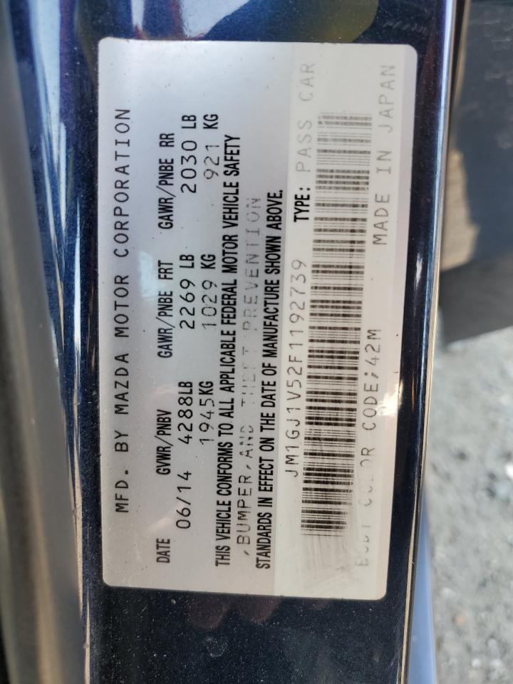 2015 Mazda 6 Touring VIN: JM1GJ1V52F1192739 Lot: 62310495