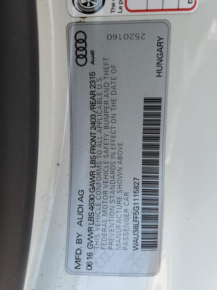 2016 Audi A3 Premium Plus VIN: WAU38LFF5G1115827 Lot: 62557035