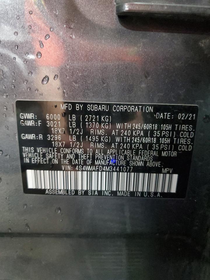2021 Subaru Ascent Premium VIN: 4S4WMAFD4M3441077 Lot: 61640385
