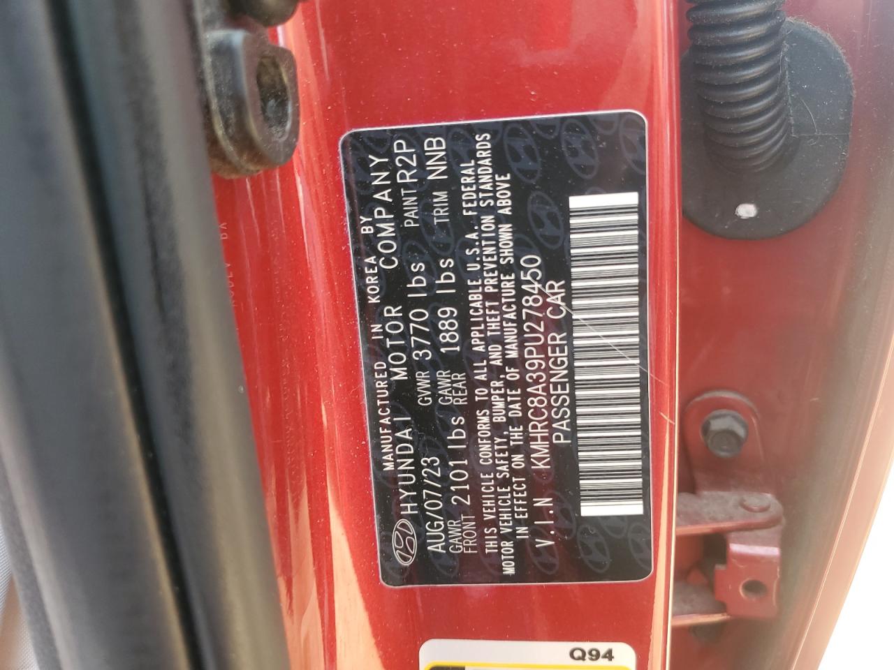 2023 Hyundai Venue Sel VIN: KMHRC8A39PU278450 Lot: 63774295