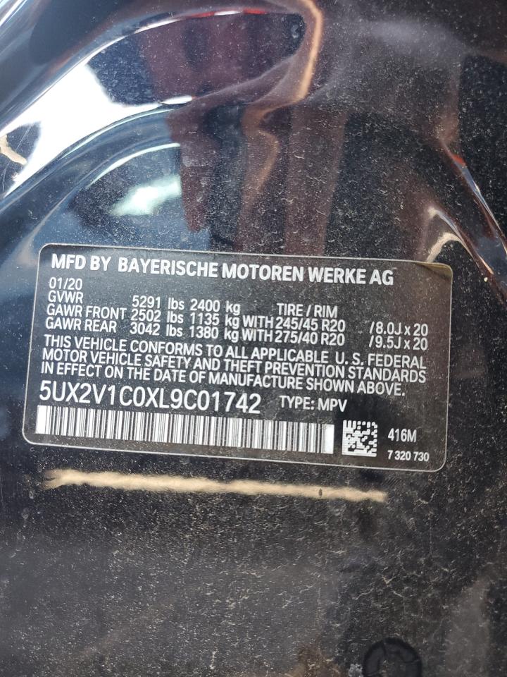 2020 BMW X4 xDrive30I VIN: 5UX2V1C0XL9C01742 Lot: 62100005