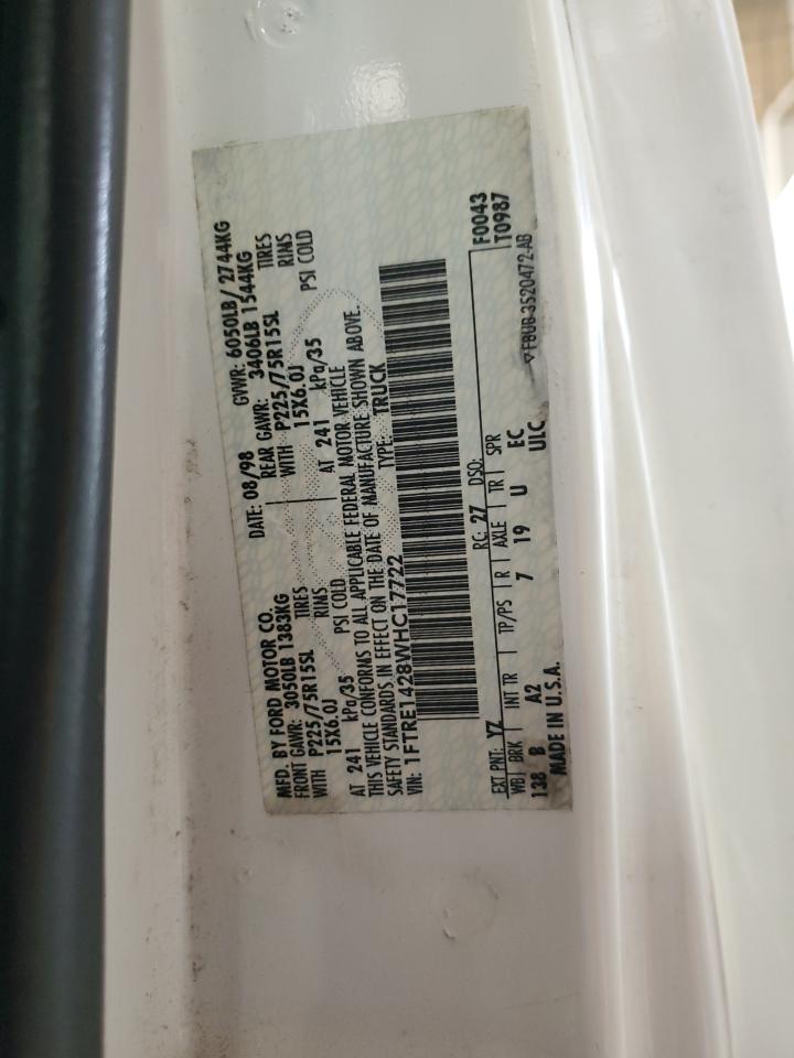 1998 Ford Econoline E150 Van VIN: 1FTRE1428WHC17722 Lot: 62459575