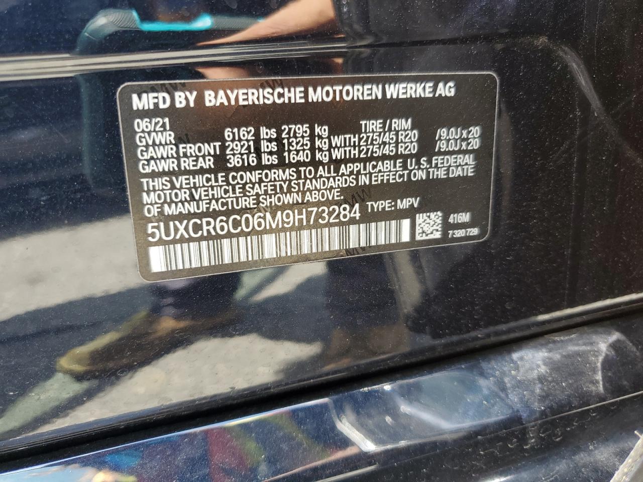 2021 BMW X5 xDrive40I VIN: 5UXCR6C06M9H73284 Lot: 62633105