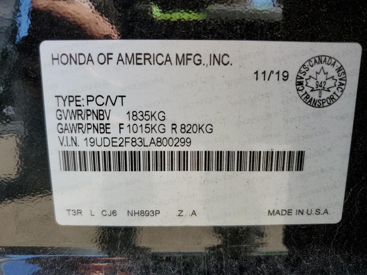 2020 Acura Ilx Premium A-Spec VIN: 19UDE2F83LA800299 Lot: 60544375