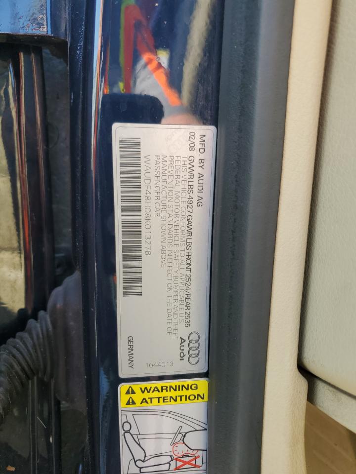 2008 Audi A4 2.0T Cabriolet Quattro VIN: WAUDF48H08K013278 Lot: 61400125