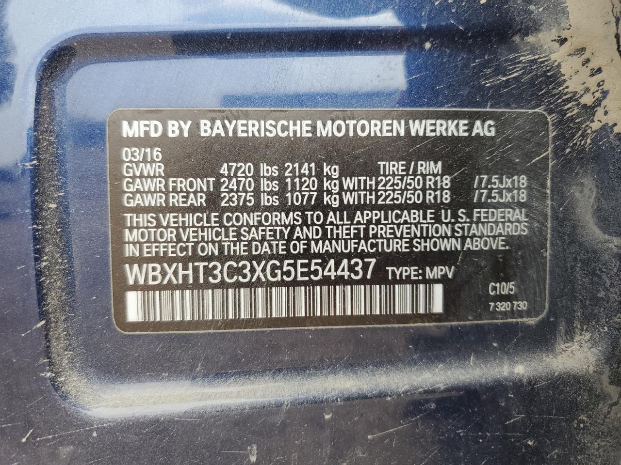 2016 BMW X1 xDrive28I VIN: WBXHT3C3XG5E54437 Lot: 60166455