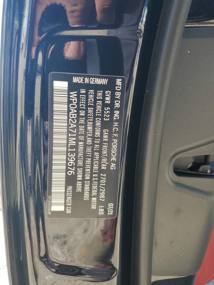 2021 Porsche Panamera 4S VIN: WP0AB2A71ML139676 Lot: 62647845