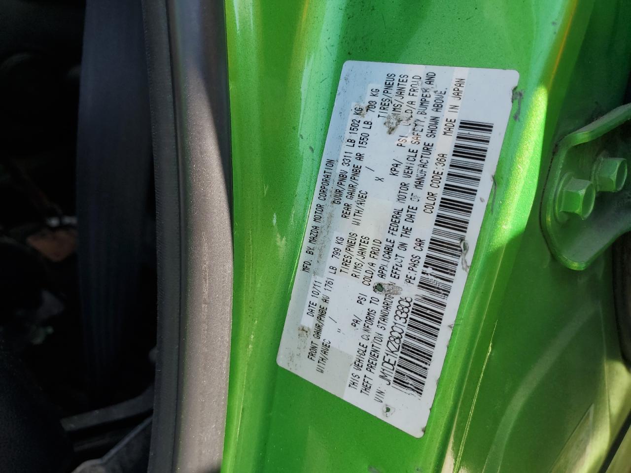 2012 Mazda Mazda2 VIN: JM1DE1KZ8C0133808 Lot: 61417505