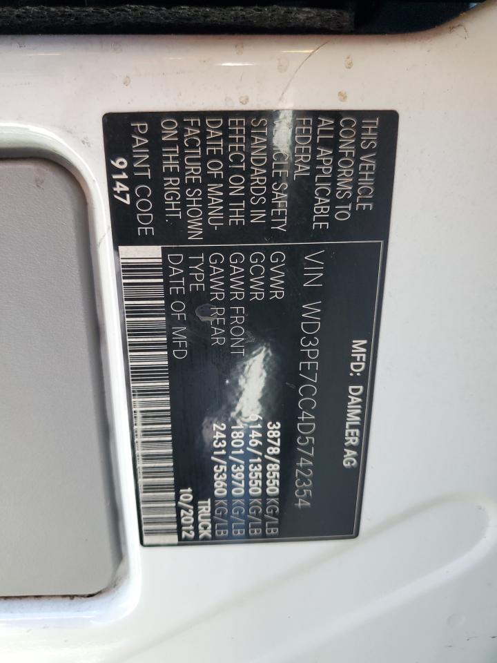 2013 Mercedes-Benz Sprinter 2500 VIN: WD3PE7CC4D5742354 Lot: 62953945