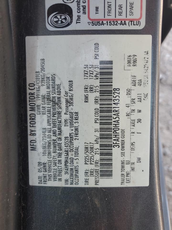 FORD FUSION 2010 VIN 3FAHP0HA5AR143528 photo 12