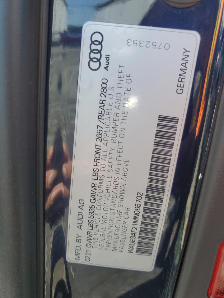 2021 Audi A6 Premium Plus VIN: WAUE3AF21MN065702 Lot: 61804425