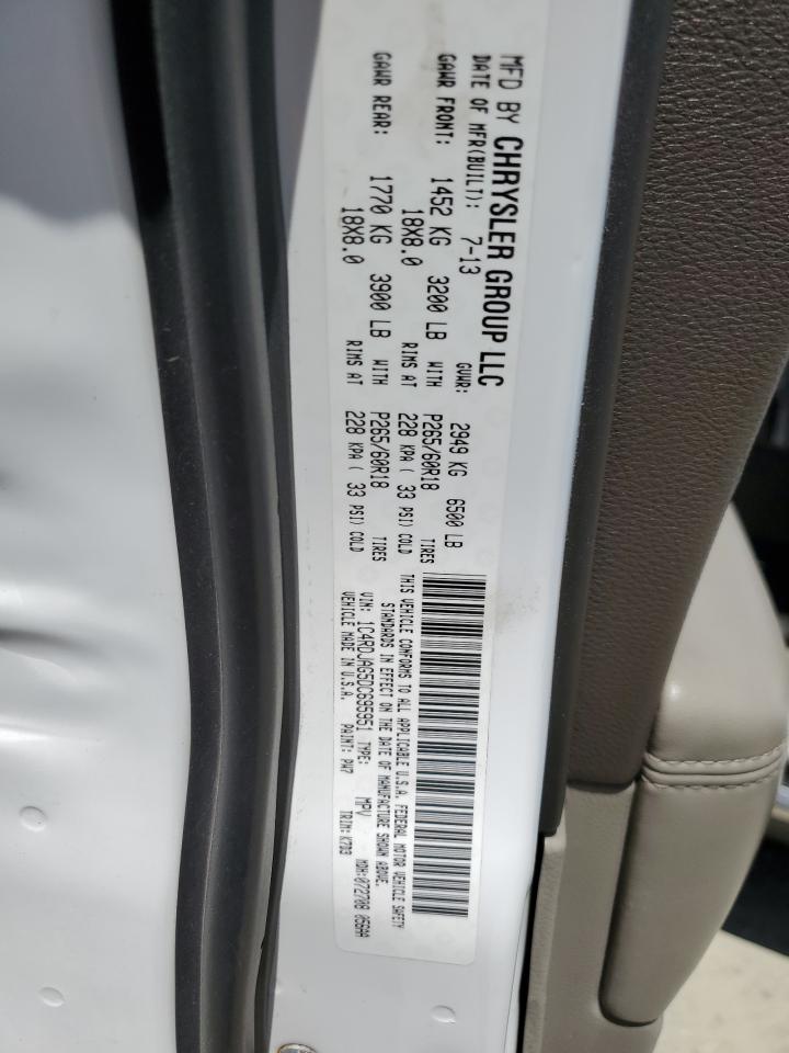 2013 Dodge Durango Sxt VIN: 1C4RDJAG5DC695951 Lot: 61872795