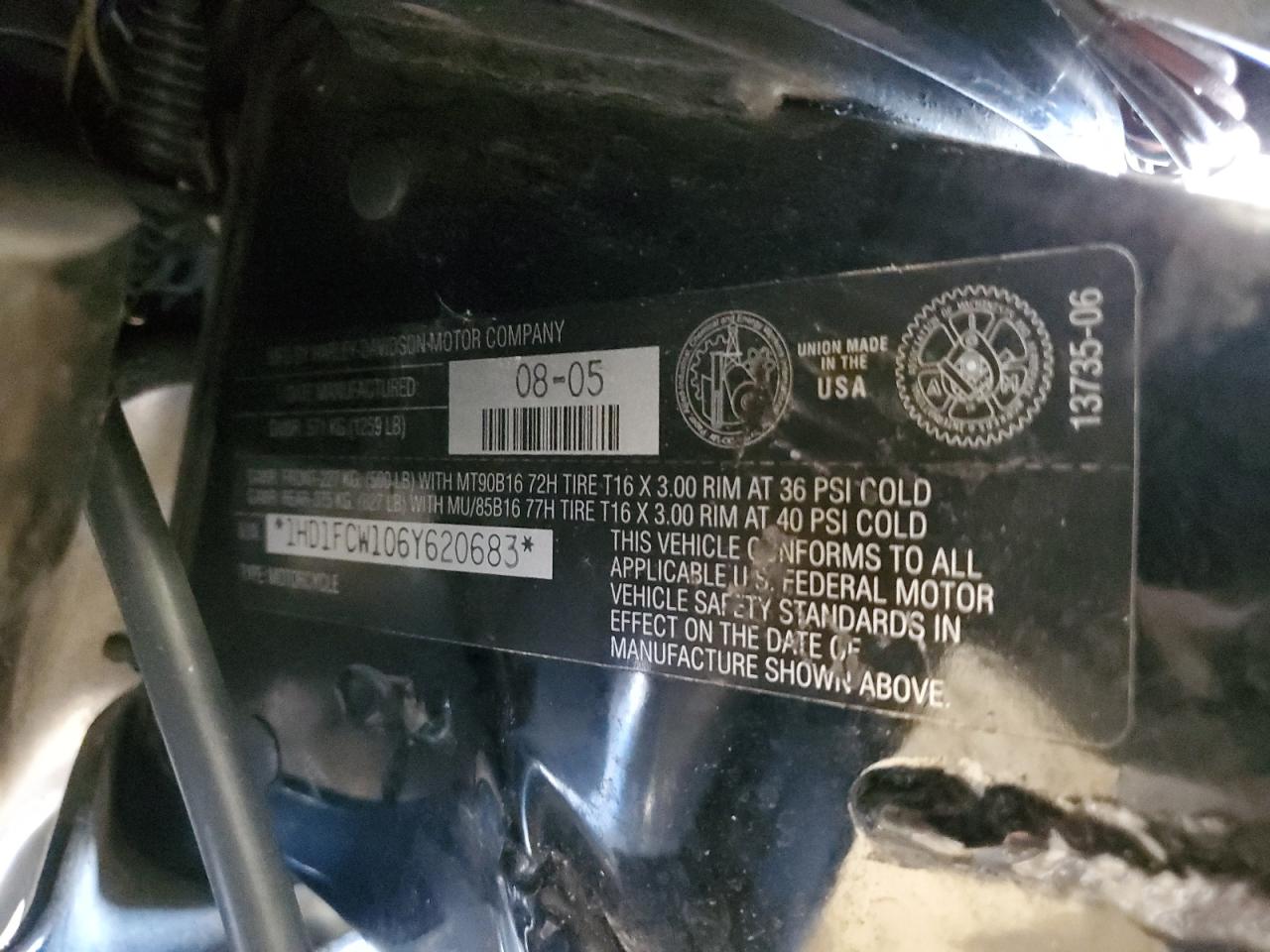 2006 Harley-Davidson Flhtcui VIN: 1HD1FCW106Y620683 Lot: 60210775