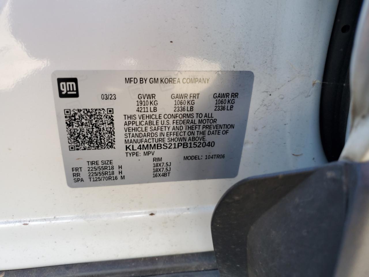 2023 Buick Encore Gx Preferred VIN: KL4MMBS21PB152040 Lot: 60157905