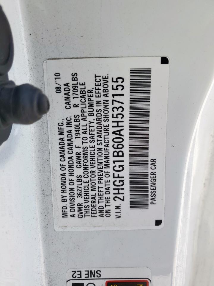 2010 Honda Civic Lx VIN: 2HGFG1B60AH537155 Lot: 61986405